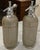 Metal Sparklets Ltd. London, English Seltzer Bottles / Soda Siphons With Original Straws, Red Fill Bands & Woven Metal Mesh - Mid-20th Century Pair For Sale - Image 7 of 12