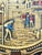 Brown Antique Framed Embossed Colonial Philadelphia Village Scene Leather Panel For Sale - Image 8 of 14