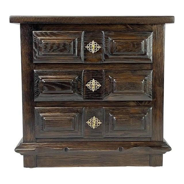 Vintage Link-Taylor Espanol Slate-Top Oak Nightstand For Sale