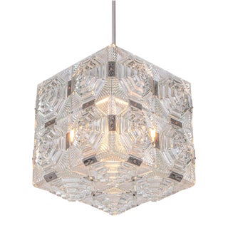 Bohemian Glass Cube Ceiling Light by Stone Shenows, 1960s For Sale