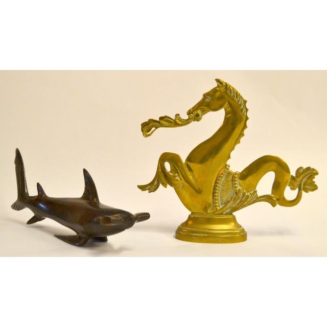 1950 Venetian Brass Gondola Mythical Seahorse Animal Sculpture Figurine Oar Lock For Sale - Image 12 of 15