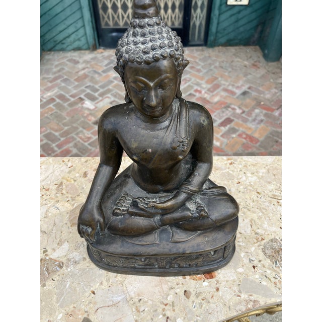 Asian Antique Asian Seated Buddha Sculpture For Sale - Image 3 of 10