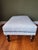 Newly Upholstered English Ottoman in Blue-Grey Woven Water Fabric For Sale - Image 6 of 7