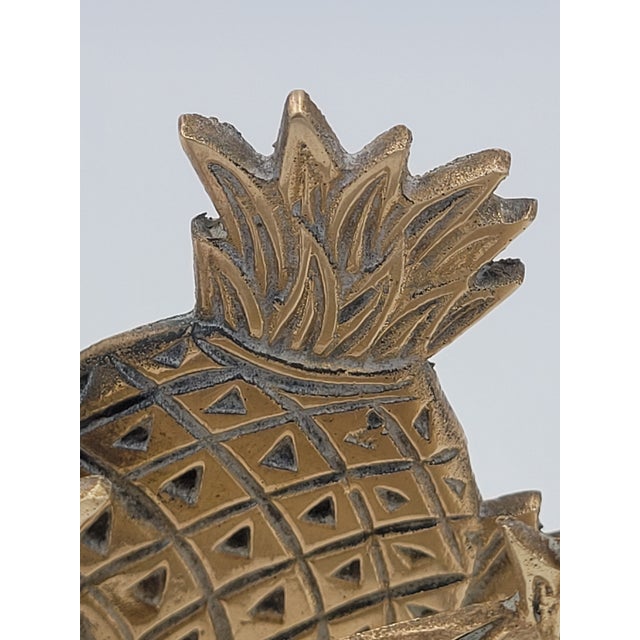 Metal Vintage Hollywood Regency Solid Brass Pineapple Napkin Holder For Sale - Image 7 of 11