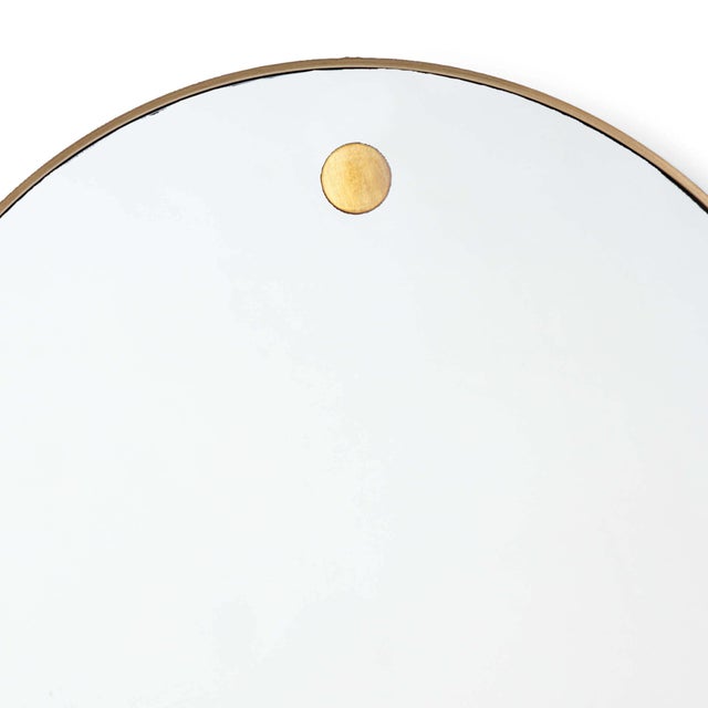 Transitional Regina Andrew Hanging Circular Mirror in Natural Brass For Sale - Image 3 of 5