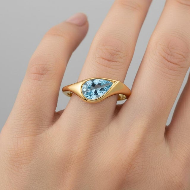 Pear Topaz East-West Ring, Size 7.5 For Sale - Image 6 of 8