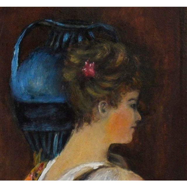 Athenian Woman Carrying a Water Jar in a White Dress by 19th Century American School For Sale - Image 4 of 5