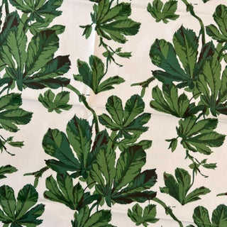 Rose Cumming Chestnut Leaves Sateen Chintz Cotton Fabric - 1 Yard For Sale