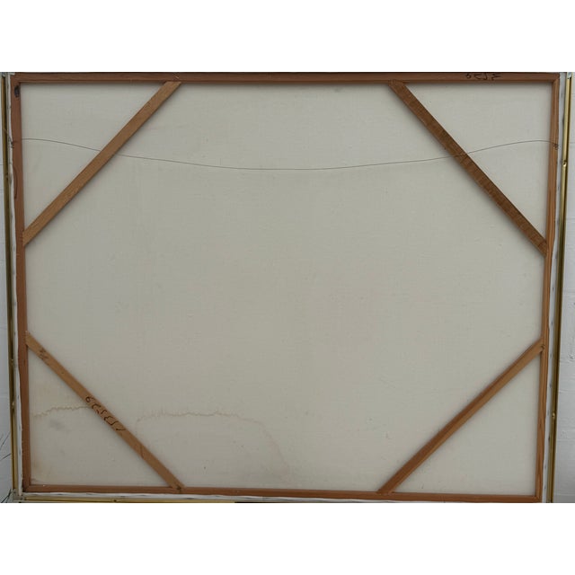 Beige 1960s Vintage Lee Reynolds Vanguard Studios Mid Century Modern Abstract Expressionist Cityscape Oil Painting Framed Signed For Sale - Image 8 of 10