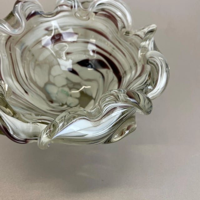 Large Italian Murano Glass Floral Bowl Ashtray, 1970s For Sale - Image 11 of 18