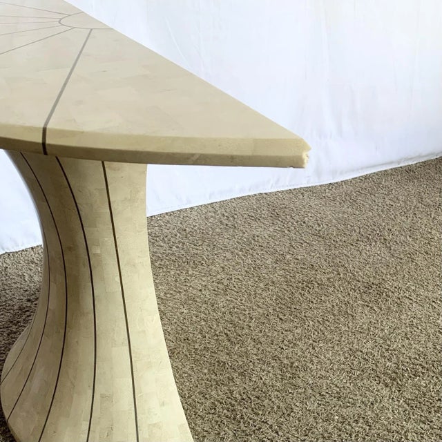 1990s Postmodern Maitland Smith Style Demilune Console With Brass Inlay For Sale - Image 5 of 9