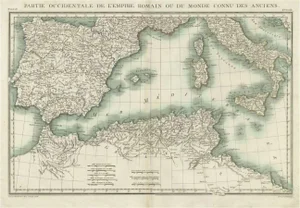 Iberian Peninsula and Mediterranean Map by Tardieu, 1802