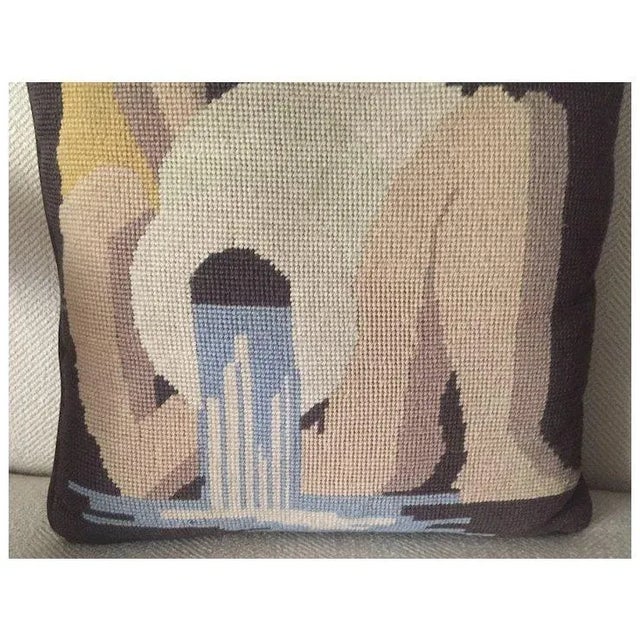 Wool 1930's Art Deco Needlepoint Pillow Rockwell Kent Design Chairish
