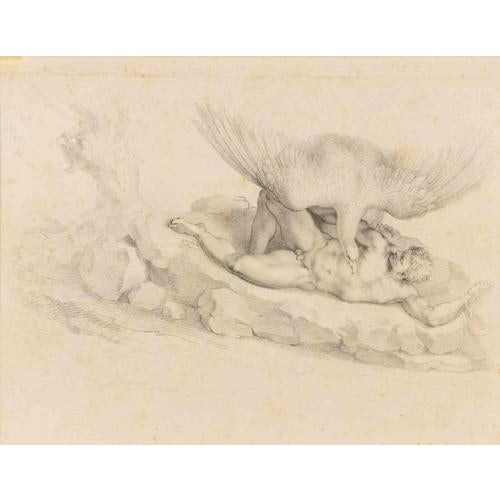 Etching on paper, realized by Bartolozzi in 1795 after Michelangelo Buonarroti. Crayon-manner, in black ink. The...