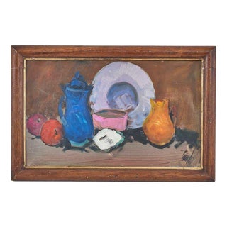 Renzo Piccoli, Still Life, 1920s, Oil on Wood Panel, Framed For Sale