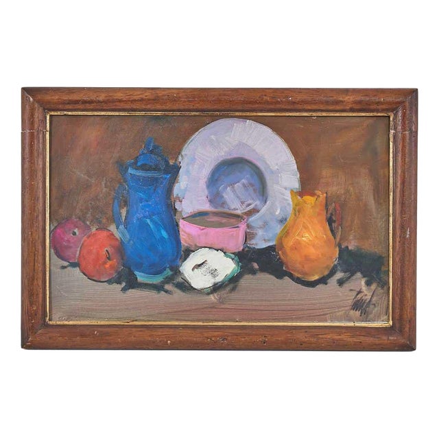 Renzo Piccoli, Still Life, 1920s, Oil on Wood Panel, Framed For Sale