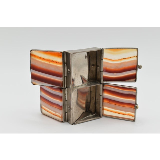 Metal Agate and Silver Pill Box With Four (4) Compartments For Sale - Image 7 of 9