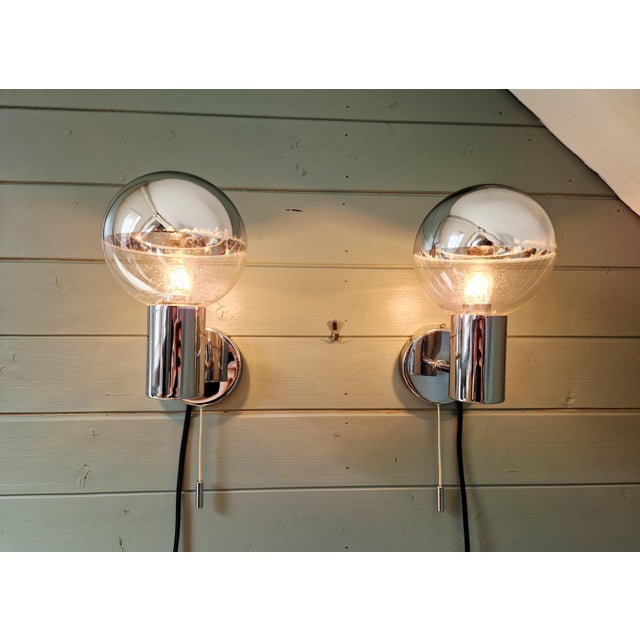 Motoko Ishii Space Age Wall Sconces in Chromed Metal by Motoko Ishii for Staff Leuchten, 1970, Set of 2 For Sale - Image 4 of 17