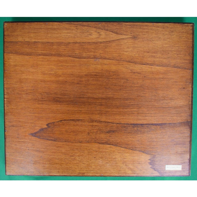 Mid 20th Century Abercrombie & Fitch Eared Grebe Litho Brass Handle Cocktail Tray Made in Italy For Sale - Image 5 of 6