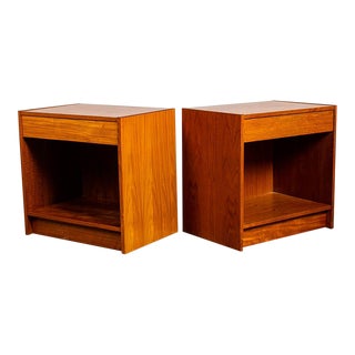 1960s Mid Century Danish Modern Teak Wood Nightstands - a Pair For Sale