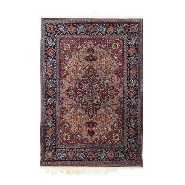 Extremely Fine Wntique Persian Tehran Wool Rug 4'7'' X 6'8'' For Sale