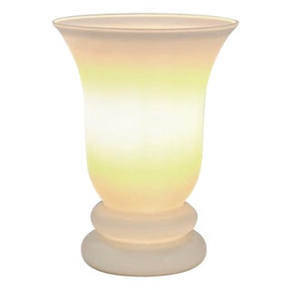 Vintage Art Deco Style White Glass Uplighter, 1990s For Sale