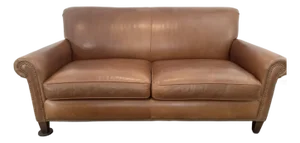 Hancock & Moore Brown Leather Sofa With Nailheads