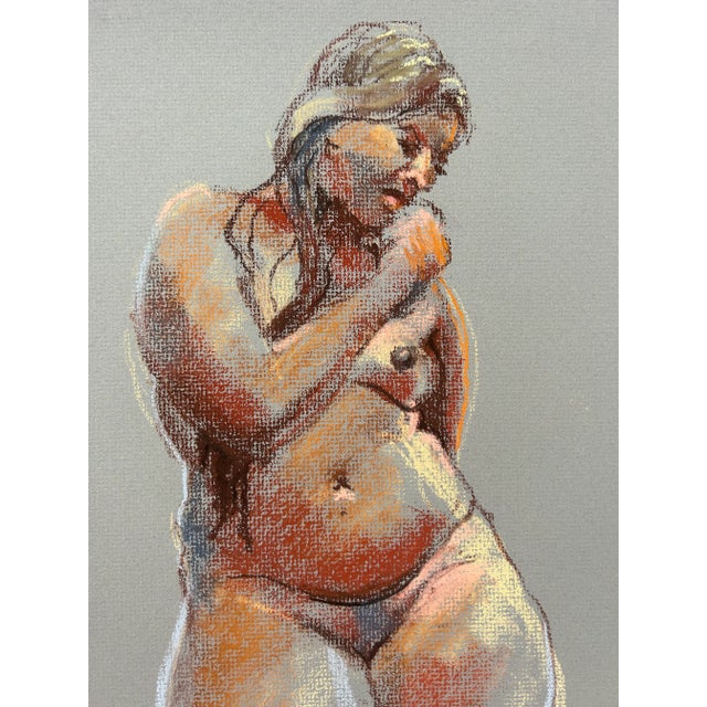 Impressionist Pastel Drawing of Standing Nude Woman For Sale - Image 4 of 5