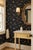 Chinoiserie Butterfly Grove Grasscloth Wallpaper by House Party | Midnight Black | 8 Yards For Sale - Image 3 of 11