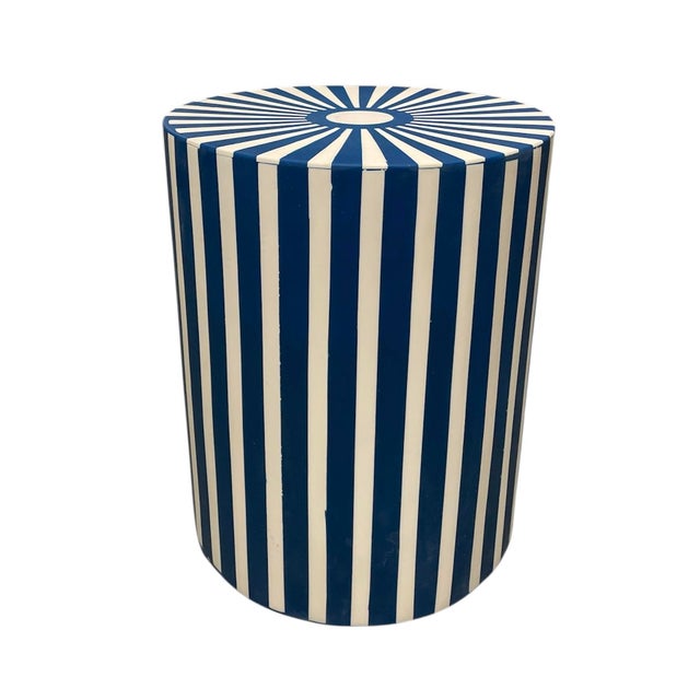 Modernist Moroccan Inlay Style Striped Resin Pedestal Table For Sale - Image 4 of 9