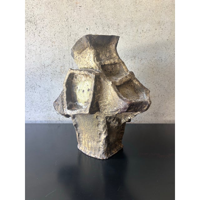 Mid-Century Modern Vintage Mid-Century Brutalist American Studio Pottery Sculptural Vase For Sale - Image 3 of 10