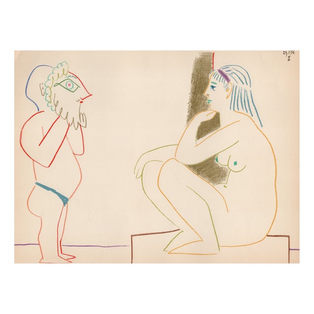 Pablo Picasso, Le masque barbu et le nu, Nude, Lithograph, 1954 For Sale