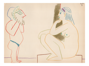 Pablo Picasso, Le masque barbu et le nu, Nude, Lithograph, 1954