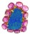 Bochic "Capri" Vintage Blue Opal & Ruby Ring Set In 18K Gold & Silver For Sale