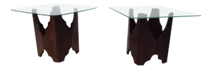 Mid Century Sculpted Walnut End Tables - a Pair