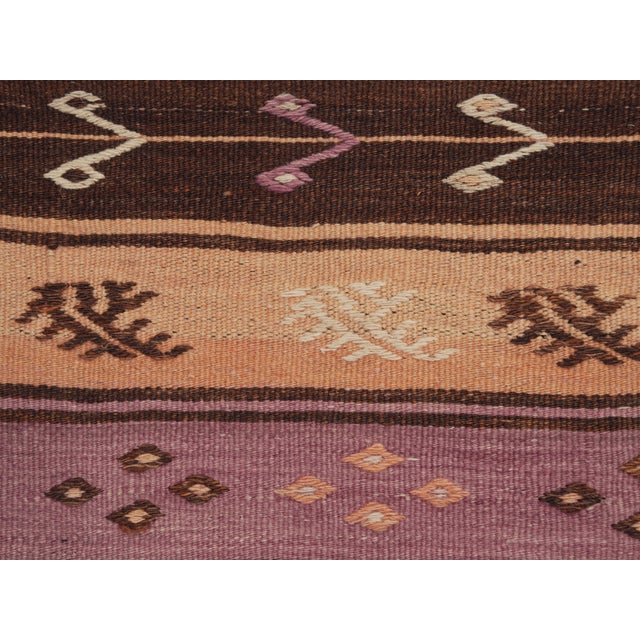 1970s Vintage Handmade Wool Cotton White Beige Kilim Runner Rug For Sale In San Francisco - Image 6 of 11