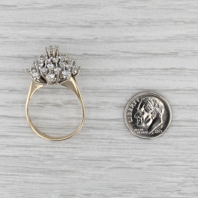Metal Mid 20th Century 2.50ctw Diamond Cluster Engagement Ring 14k Yellow White Gold Size 11.25 For Sale - Image 7 of 8