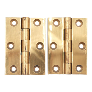 Pair of Vintage 1.75 X 2.5 In. Polished Brass Cabinet Door Hinges