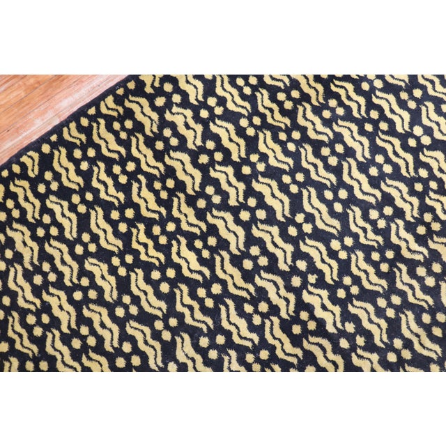 Vintage Turkish Black and Yellow Deco Rug For Sale - Image 4 of 18