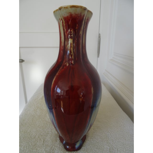 Vintage Chinese Sang De Bueof and Flamed Glaze Vase For Sale In Los Angeles - Image 6 of 7