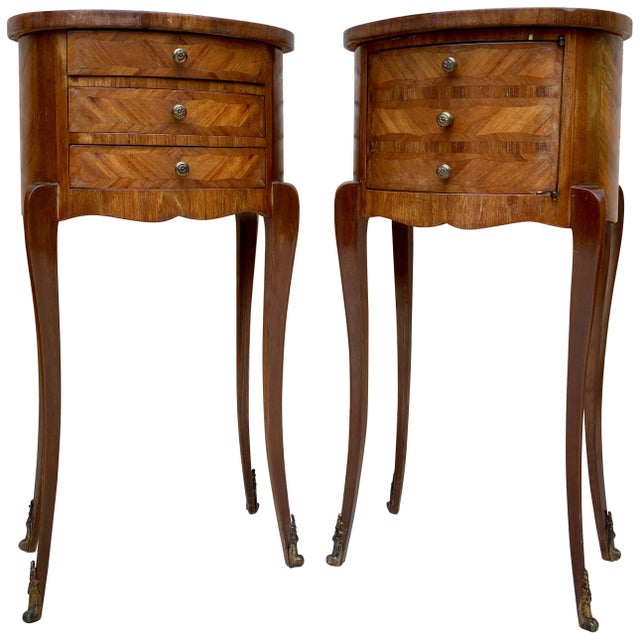 Louis XVI Style Inlaid Walnut Nightstands, France, 1920s, Set Of 2 For Sale - Image 15 of 18