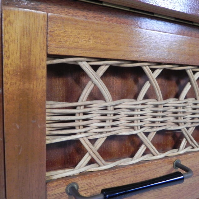 Vintage Secretaire in Rattan and Wood, 1960s For Sale - Image 10 of 18