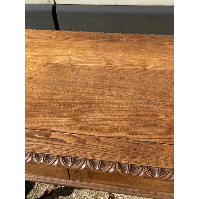 Louis XIII Style Oak 2-Drawer Desk with Twisted Legs For Sale - Image 14 of 18