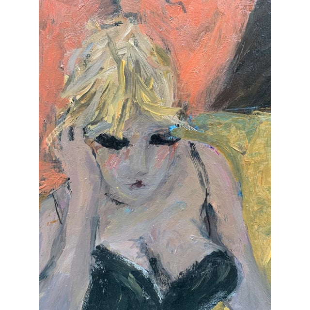 Bruno Paoli "Provocation" Original Italian Modern Figurative Portrait, 20th Century Florence Italy Fine Art Painting, Oil on Canvas, 25.5x21.25" For Sale - Image 4 of 8