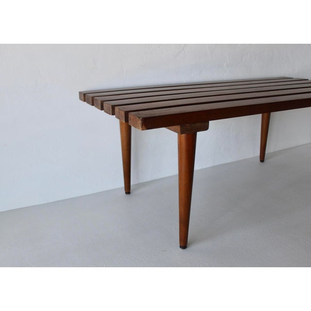 George Nelson Style Vintage Mid-Century Slat Bench Coffee Table For Sale - Image 15 of 15