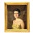 Vintage Oil Portrait of Woman in Gold Dress For Sale