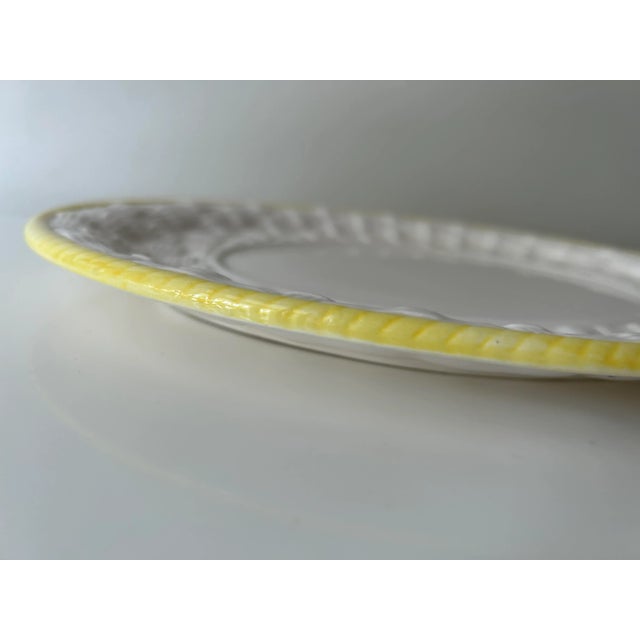 Vintage Porcelain Robert Nemeth Basketweave White With Yellow Trim Plate For Sale - Image 4 of 7