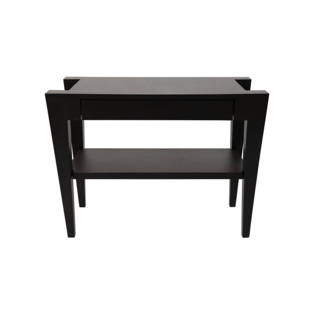 Modern Pair of Post Modern Ebony Black Architectural Frame Nightstands For Sale - Image 3 of 8