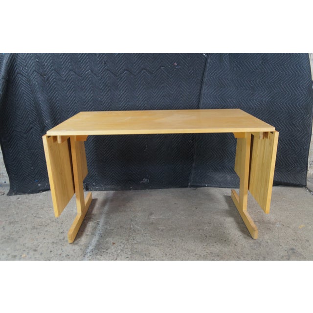 Mid Century Modern Beech Drop Leaf Dining Breakfast Conference Table For Sale - Image 10 of 13