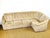 Modular corner sofa in beige corduroy fabric (chenille velvet style) dating from the 1960s, featuring a retro design and...